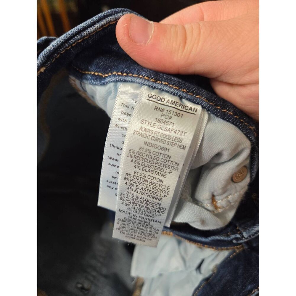 GOOD AMERICAN Always Fits Good Legs Straight Leg Jeans/Indigo 691 Sz 6-12 - Picture 4 of 5